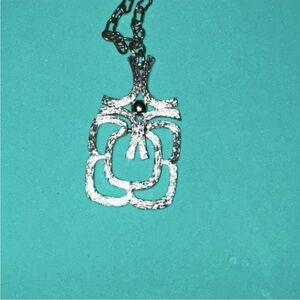 Vintage Avon Silver Tone Geometric Pendant Charm Necklace